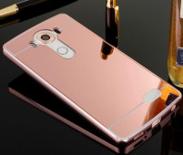 Луксозен алуминиев бъмпър с твърд огледален златисто розов гръб за LG V10